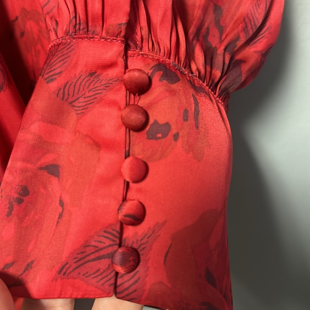 Free People These Nights Blouse in Red Combo NWT Size small - Picture 5 of 7